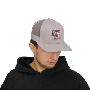 American Flag Snapback Trucker Cap — Distressed USA Patriotic Hat