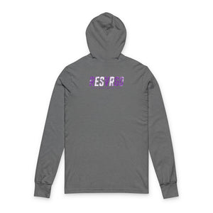 Hooded Long Sleeve Tee — 'Unkillable' Purple Ribbon Awareness Design