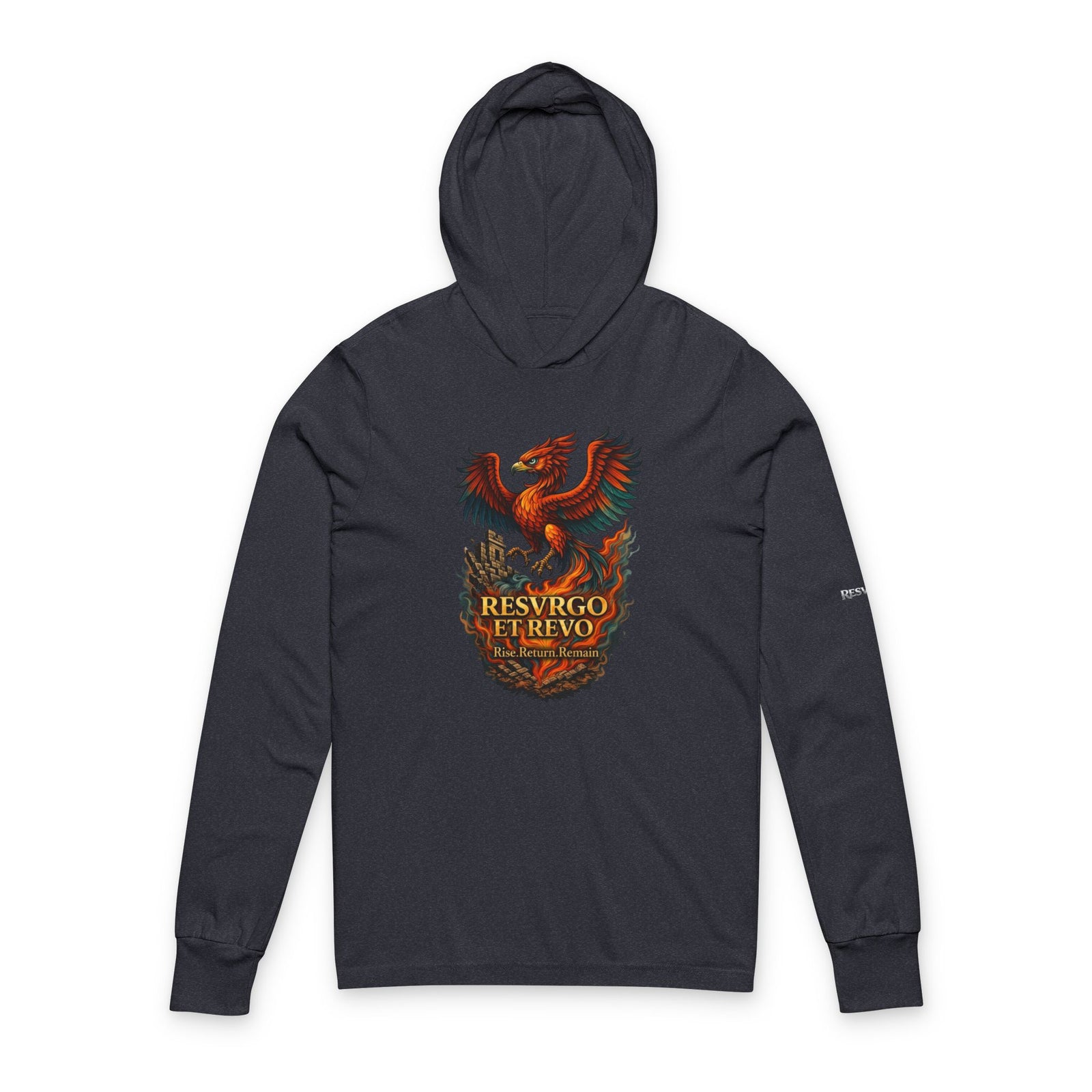 Phoenix Crest Hoodie Long Sleeve Tee — "Resvrgo Et Revo" Graphic