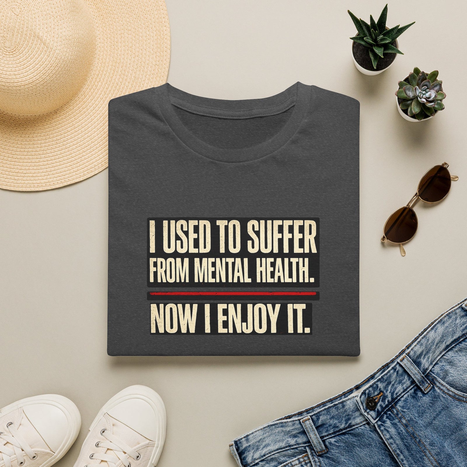 Mental Health Recovery T-Shirt – "I Used to Suffer from Mental Health. Now I Enjoy It."