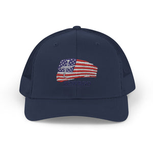 American Flag Snapback Trucker Cap — Distressed USA Patriotic Hat