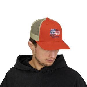 American Flag Snapback Trucker Cap — Distressed USA Patriotic Hat