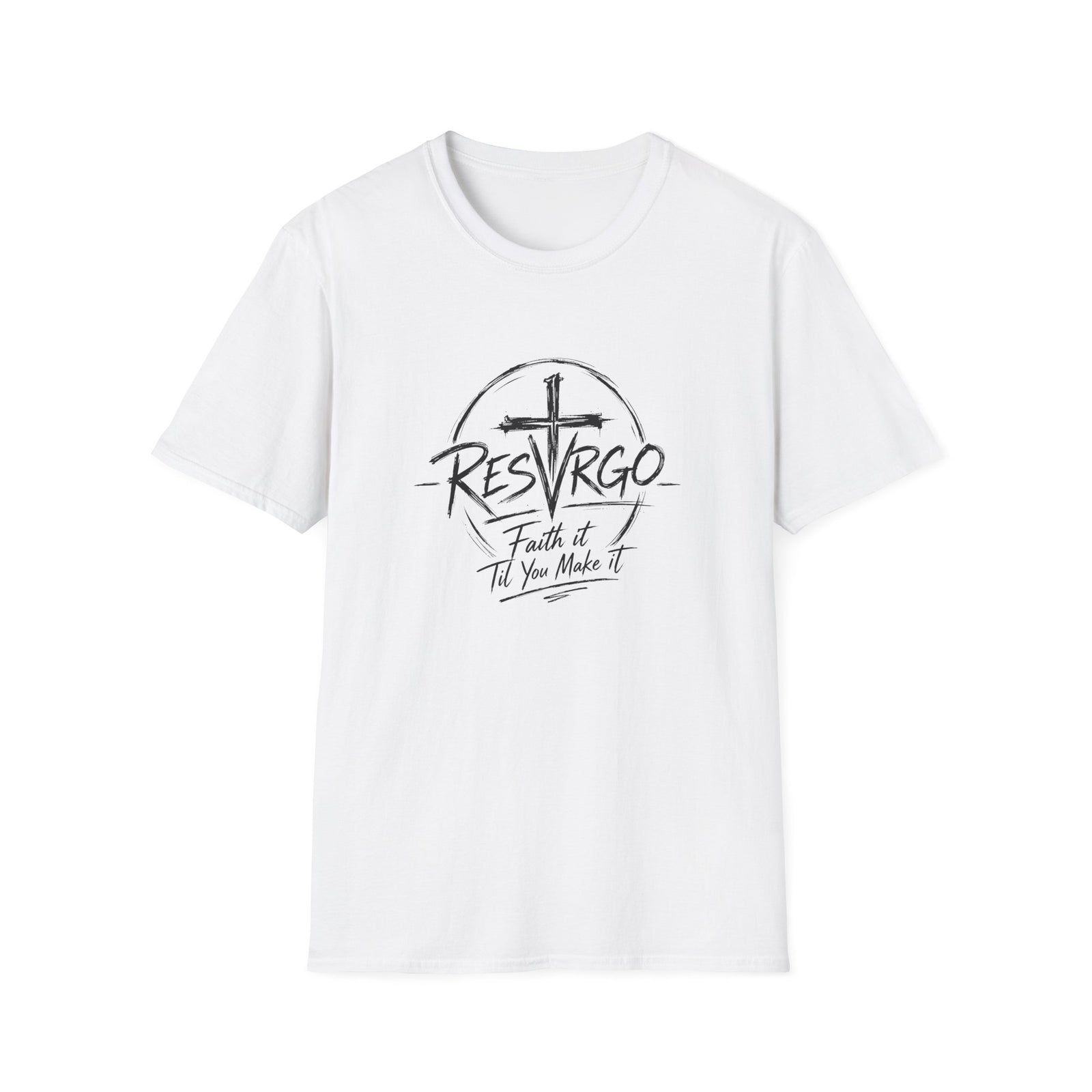 RESVRGO Cross T-Shirt — "Resvrgo: Faith It Til You Make It"