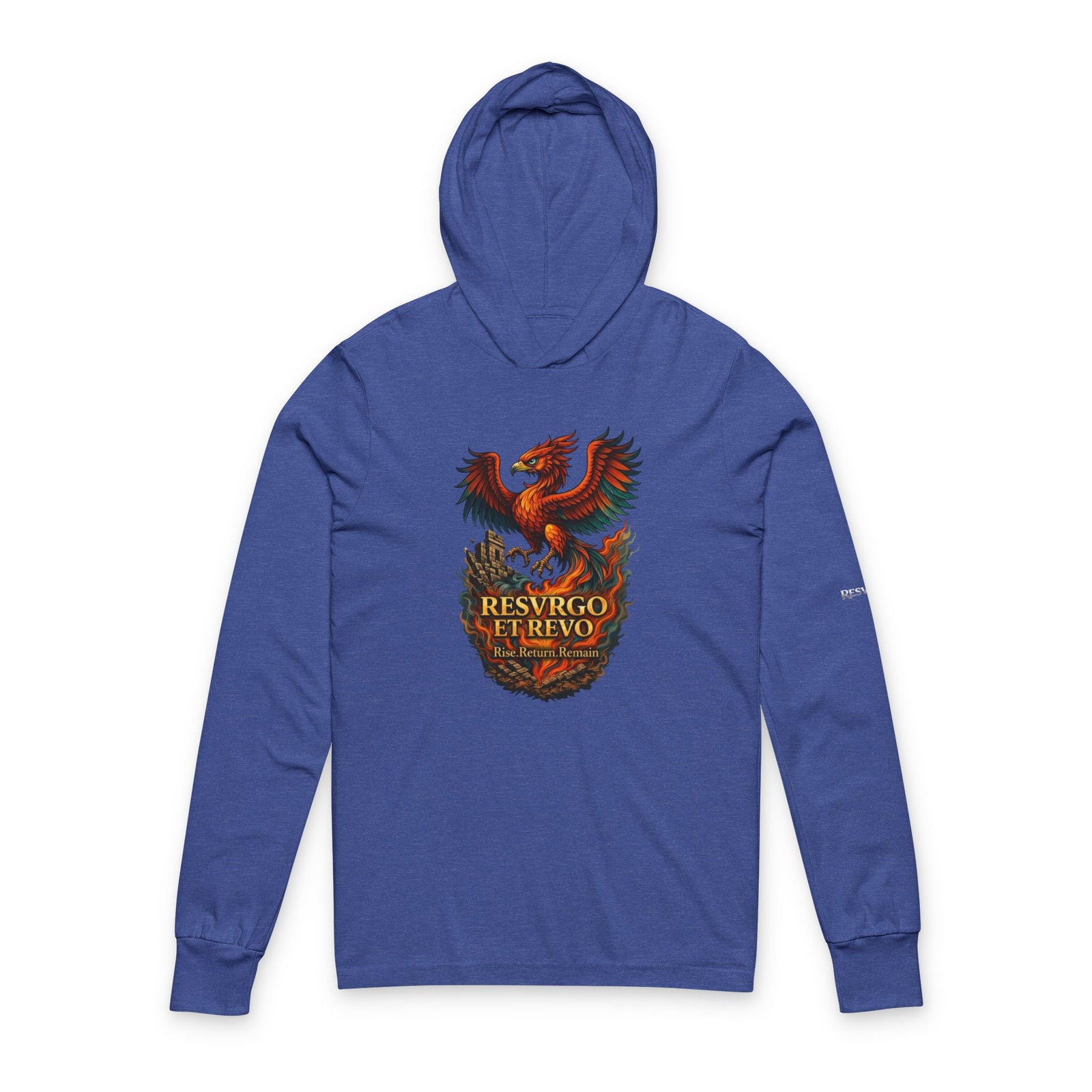 Phoenix Crest Hoodie Long Sleeve Tee — "Resvrgo Et Revo" Graphic