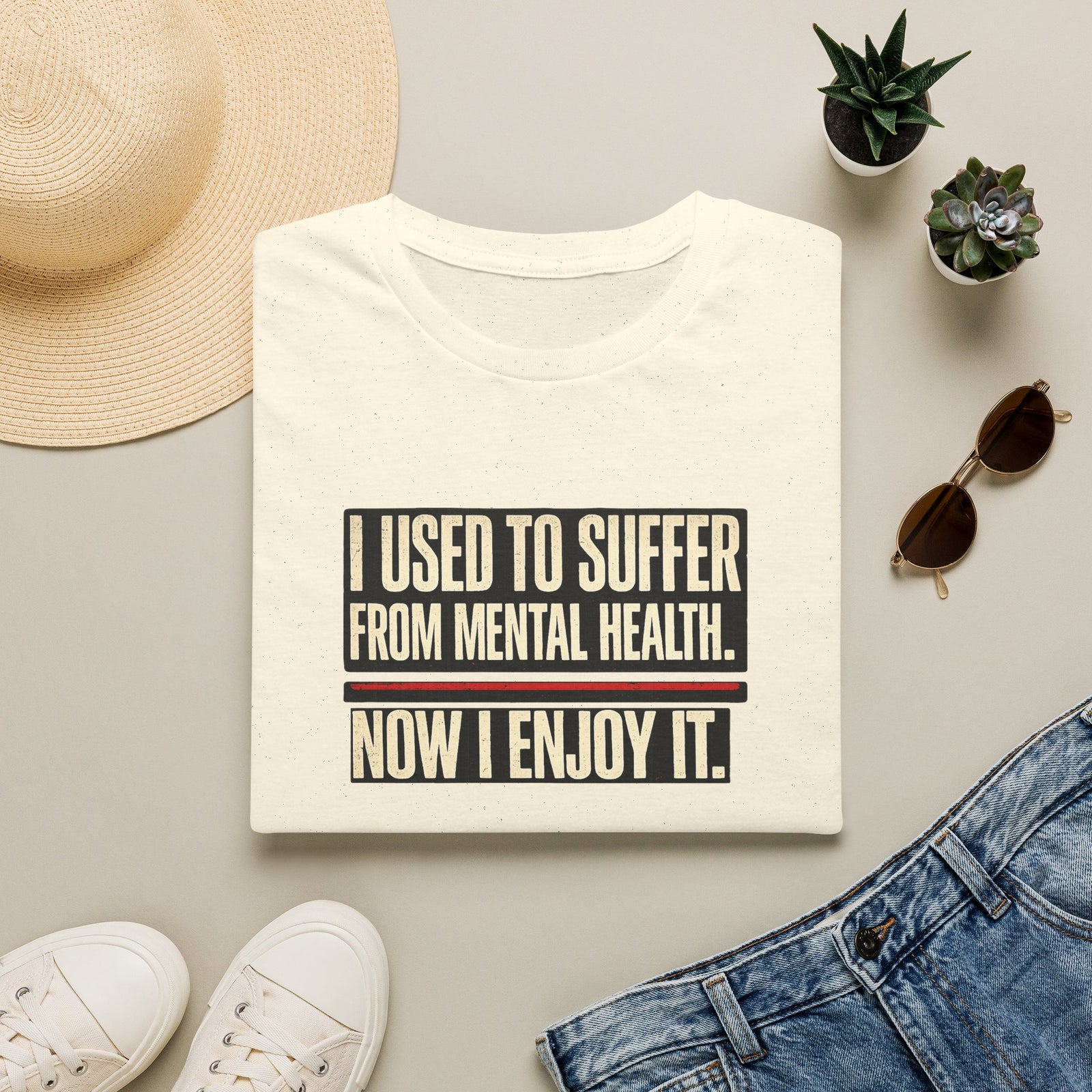 Mental Health Recovery T-Shirt – "I Used to Suffer from Mental Health. Now I Enjoy It."