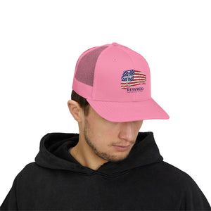 American Flag Snapback Trucker Cap — Distressed USA Patriotic Hat