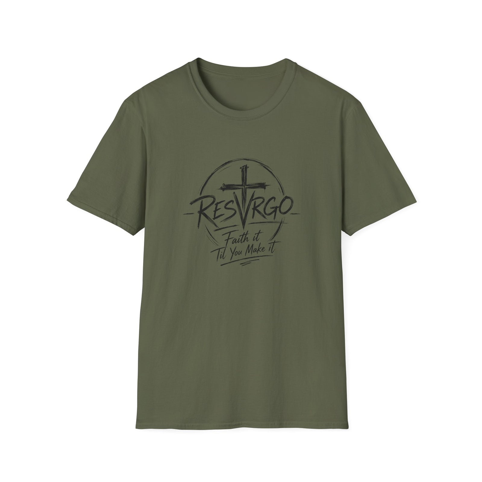 RESVRGO Cross T-Shirt — "Resvrgo: Faith It Til You Make It"