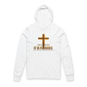 RESVRGO-"It Is Finished" Cross Hooded Long Sleeve Tee