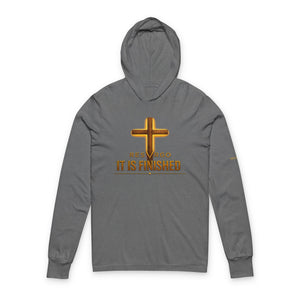 RESVRGO-"It Is Finished" Cross Hooded Long Sleeve Tee