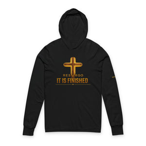 RESVRGO-"It Is Finished" Cross Hooded Long Sleeve Tee