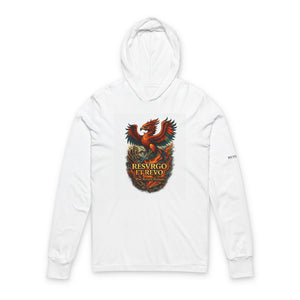 Phoenix Crest Hooded Long Sleeve Tee -Resvrgo et Revevo" Vintage Revival Graphic