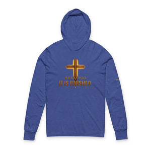 RESVRGO-"It Is Finished" Cross Hooded Long Sleeve Tee