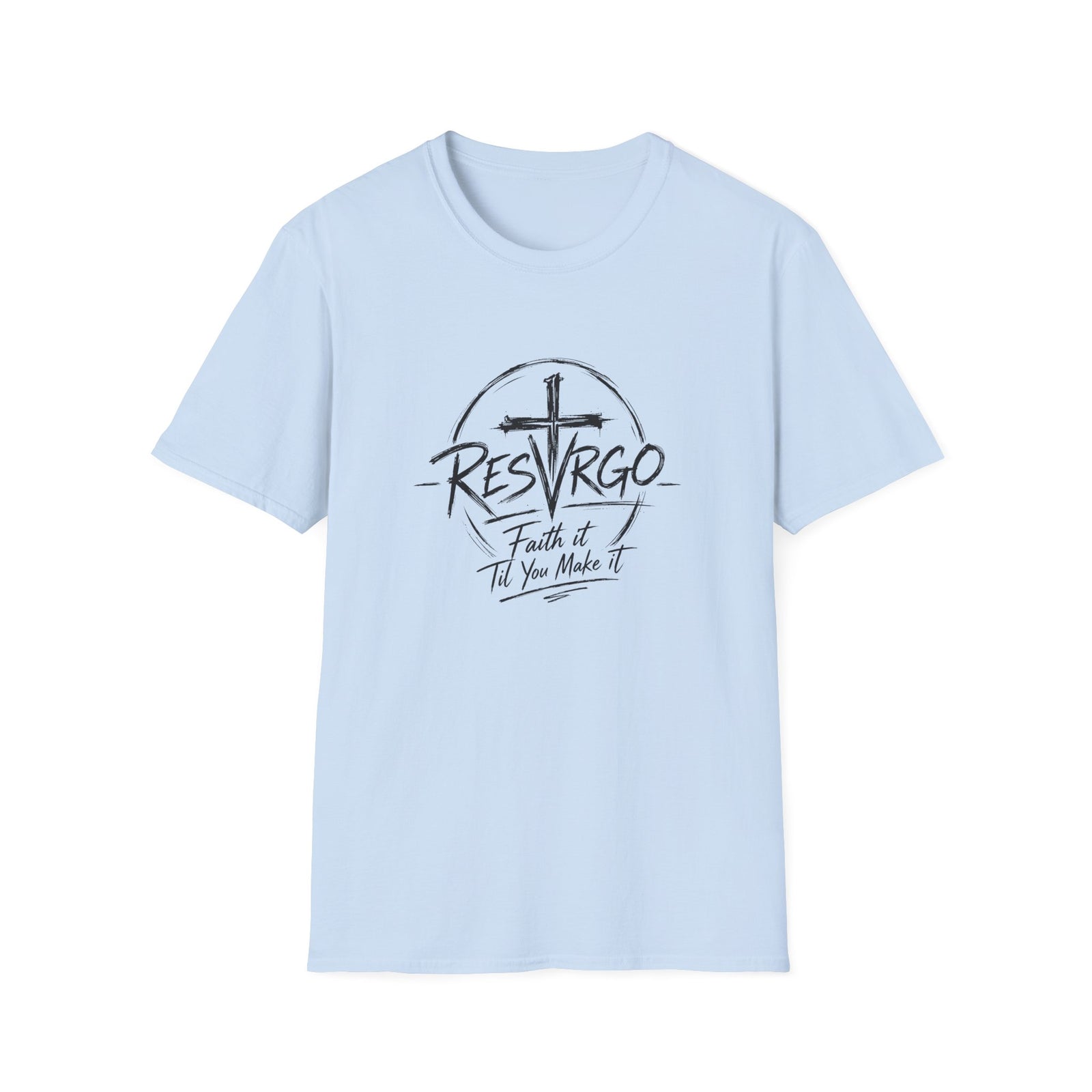 RESVRGO Cross T-Shirt — "Resvrgo: Faith It Til You Make It"