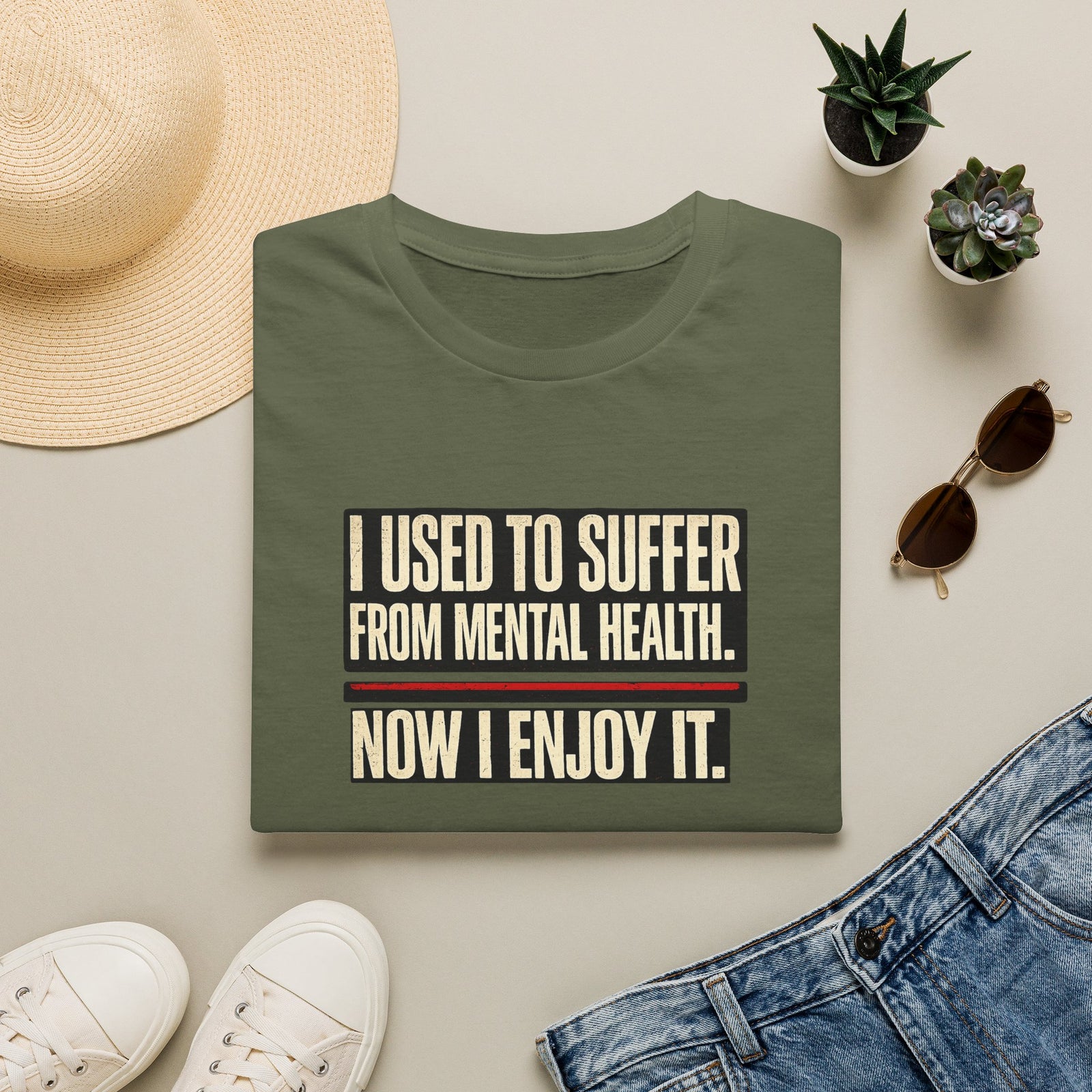 Mental Health Recovery T-Shirt – "I Used to Suffer from Mental Health. Now I Enjoy It."