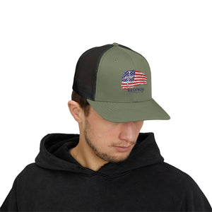 American Flag Snapback Trucker Cap — Distressed USA Patriotic Hat