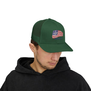 American Flag Snapback Trucker Cap — Distressed USA Patriotic Hat