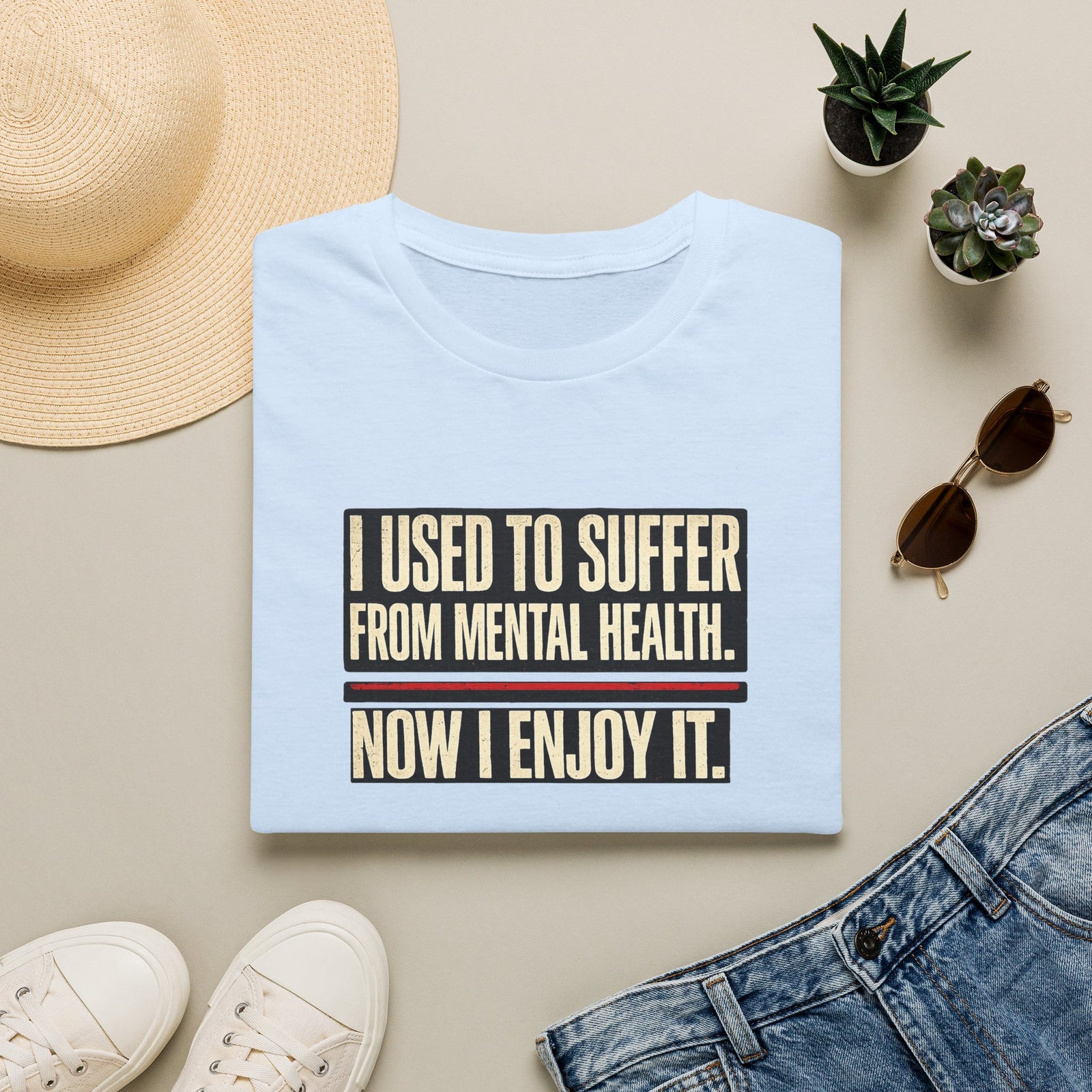 Mental Health Recovery T-Shirt – "I Used to Suffer from Mental Health. Now I Enjoy It."