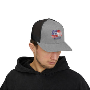 American Flag Snapback Trucker Cap — Distressed USA Patriotic Hat
