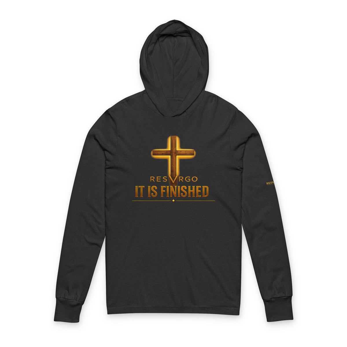 RESVRGO-"It Is Finished" Cross Hooded Long Sleeve Tee
