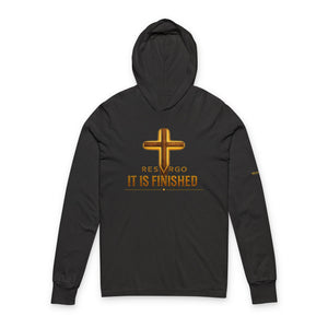 RESVRGO-"It Is Finished" Cross Hooded Long Sleeve Tee