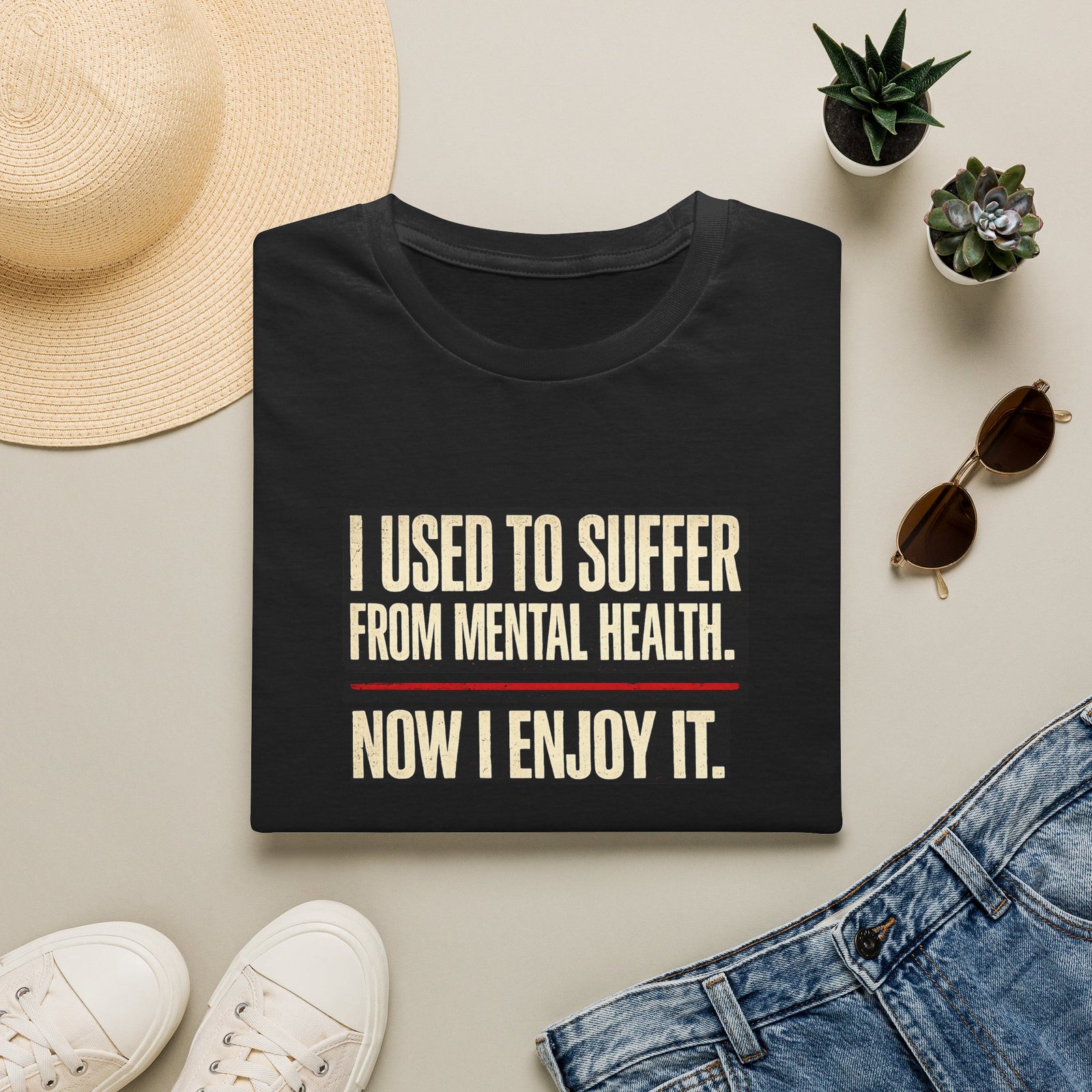 Mental Health Recovery T-Shirt – "I Used to Suffer from Mental Health. Now I Enjoy It."