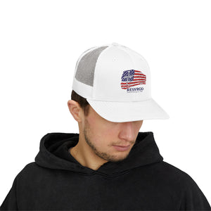 American Flag Snapback Trucker Cap — Distressed USA Patriotic Hat